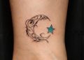 Moon And Star Tattoo on Leg