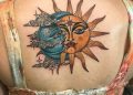 Moon and Sun Tattoo Design on Back