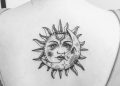 Moon and Sun Tattoo Design on Back For Girl