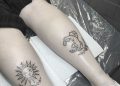 Moon and Sun Tattoo Design on Leg
