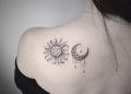 Moon and Sun Tattoo Design on Shoulder