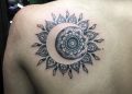 Moon and Sun Tattoo Mandala on Shoulder