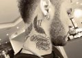 Neymar Tattoo Neck Feathers and Writing