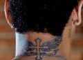 Neymar Tattoo Neck of Cross and Wings