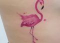 Pink Flamingo Tattoo on Rib