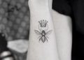 Small Bee Tattoo Design with Crown