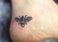 Small Bee Tattoo Ideas on Leg