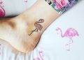 Small Cute Flamingo Tattoo For Girl on Feet