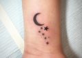 Small Moon And Star Tattoo on Wrist