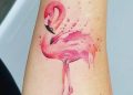 Watercolor Flamingo Tattoo For Girl on Hand