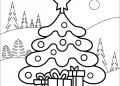 Christmas Tree Coloring Page on Snow