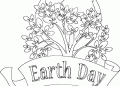 Earth Day Coloring Pages Tree and Globe