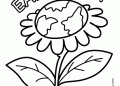 Earth Day Coloring Pages of Sun Flower