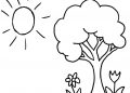 Easy Tree Coloring Pages with The Sun
