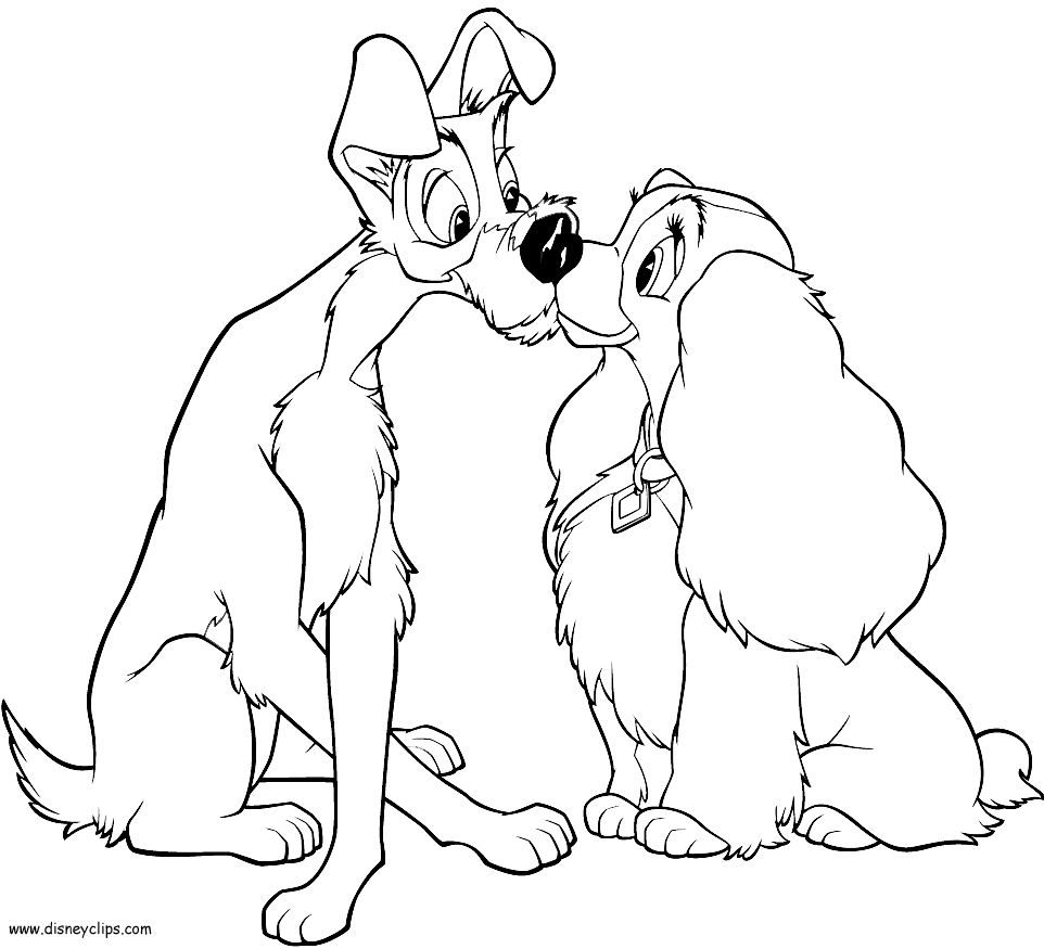 Lady and The Tramp Coloring Pages.