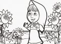 Masha and the Bear Coloring Pages Catch Butterfly