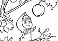Masha and the Bear Coloring Pages of Masha on Tree