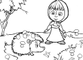 Masha and the Bear Coloring Pages of Masha with Hedgehog