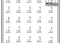 Math Worksheet for Kindergarten of Single Digit Addition