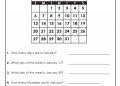 Math Worksheets For 2nd Grade of Reading Calender
