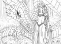 Mermaid Coloring Pages for Adult with The Dragon