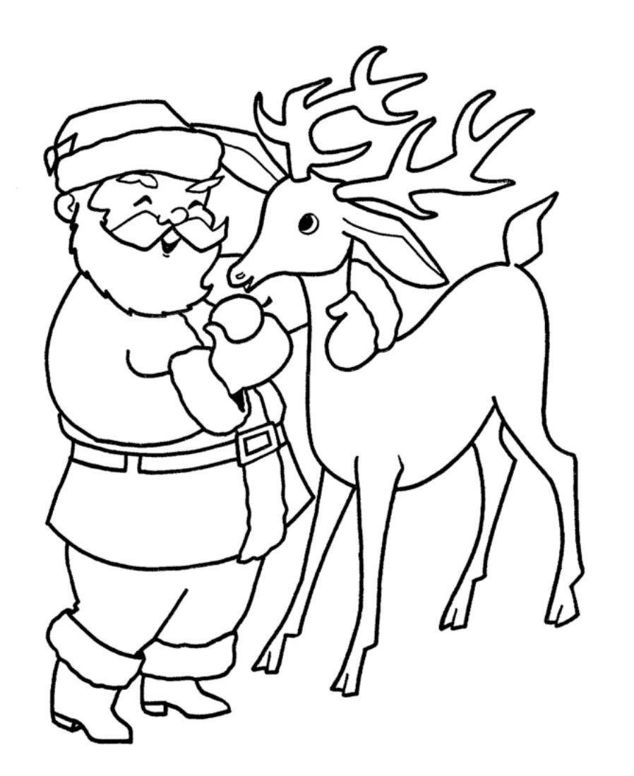 Олени Деда Мороза раскраска для детей