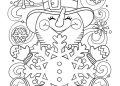 Snowman Coloring Pages with Snow Flake