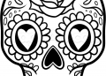 Sugar Skull Coloring Pages with Flowers