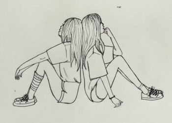 cute friendship pencil sketch