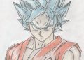 Drawing of Goku with Blue Hair