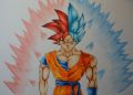 Drawing of Goku with Colored Pencil