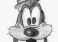 Drawing of Goofy Head with Pencil