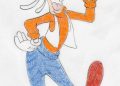 Drawing of Goofy with Crayon
