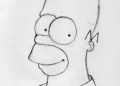 Drawing of Homer Simpson Head Simple