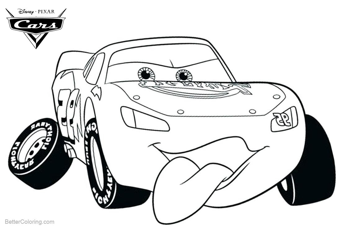 Funny Lightning Mcqueen Coloring Page.