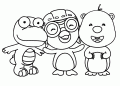 Pororo The Little Penguin Coloring Pages of Crong, Pororo and Loopy