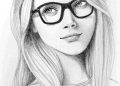 Realistic Drawing of A Girl with Glasses