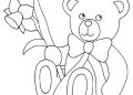 Teddy Bear Coloring Pages with Flower