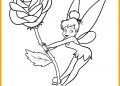 Tinkerbell Coloring Pages with Rose Flower
