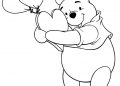 Winnie the Pooh Coloring Pages with Heart Balloon